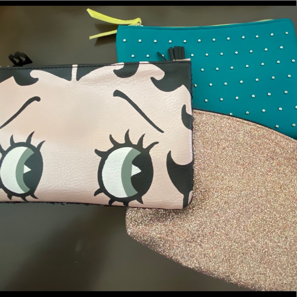 Three Ipsy Makeup Bags NWOT with eyeshadow brush